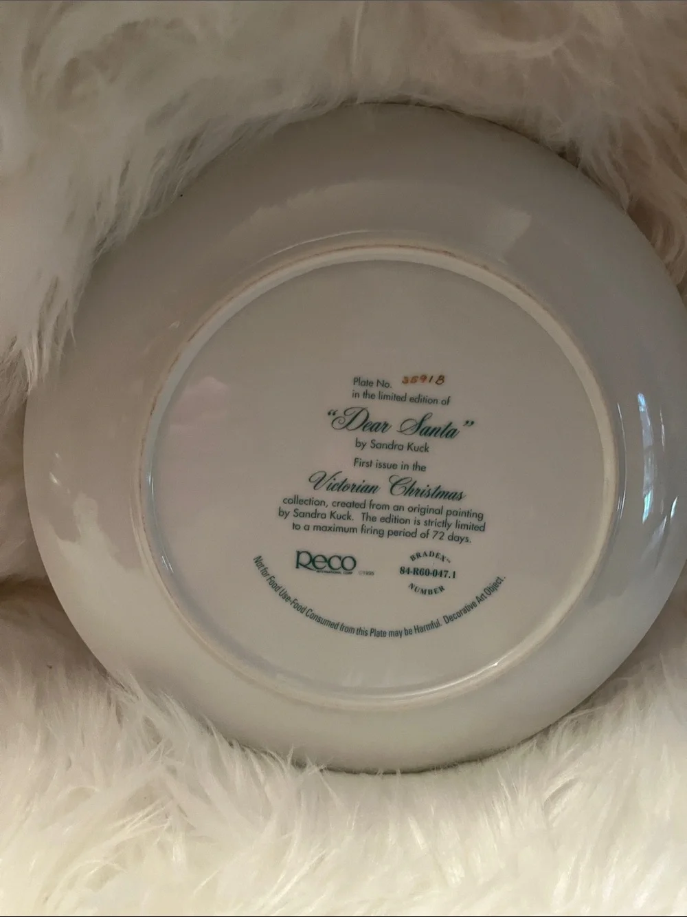 Dear Santa Vintage Decorative Holiday Plate with Girl Painting